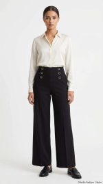 Pantalon Noir Ébène, Boutons Dorés – Image 6