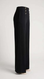 Pantalon Noir Ébène, Boutons Dorés – Image 3