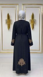 Abaya Noir Élégance Florale - Orkidia Fashion – Image 2