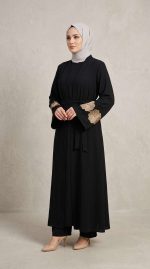 Abaya Noir Élégance Florale - Orkidia Fashion – Image 4