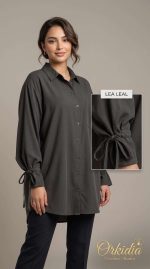 Chemise Noire Élégante à Manches à Volants - Orkidia Fashion – Image 4