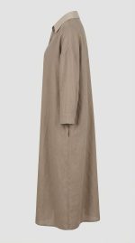 Robe Chemise Lin Beige Élégance Minimaliste | Orkidia Fashion – Image 3