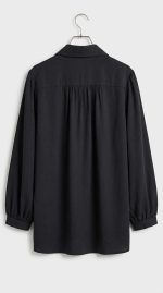 Chemise Noire Fluide à Manches Bouffantes - Élégance Sophistiquée – Image 2