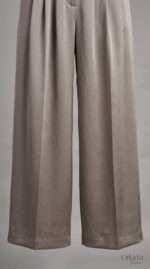 Pantalon Palazzo Beige Élégant avec Ceinture à Nouer – Image 5