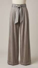 Pantalon Palazzo Beige Élégant avec Ceinture à Nouer – Image 7