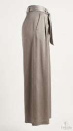 Pantalon Palazzo Beige Élégant avec Ceinture à Nouer – Image 2