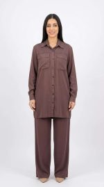 Ensemble Marron Chocolat Deux Pièces – Style Urbain et Confort Absolu