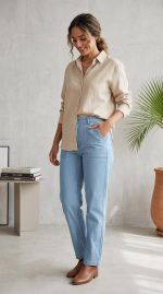 Élégance Marine : Pantalon Rayé Bleu Orkidia – Image 4