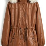 Veste en Similicuir Camel avec Capuche Fourrée | Orkidia Fashion