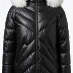 Doudoune Noir en Similicuir avec Capuche Fourrure - Orkidia Fashion
