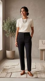 Pantalon Épuré en Toile de Qualité – Image 4