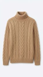 Élégance Camel : Le Pull en Laine Col Montant