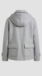 Caprice d'Hiver : Manteau Court à Capuche en Laine Gris – Image 2