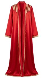 Kimono Caftan de Luxe Rouge Satiné | Broderies Dorées Artisanales | Orkidia Fashion  Nador