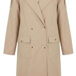Trench long pour femme de couleur beige avec double boutonnage et style urbain chic chez Orkidia Fashion
