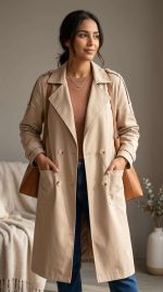 Trench Classique Beige Élégance Urbaine - Orkidia Fashion – Image 8