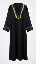 Caftan Noir Brodé Or Beldi - Nuit Étoilée