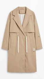 Trench beige moderne pour femme avec cordons ajustables à la taille - Orkidia Fashion