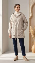 Veste à Capuche Moderne Beige - Élégance Urbaine Orkidia Fashion – Image 4