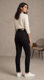 Élégance Intemporelle : Jean Noir Coupe Droite – Image 4