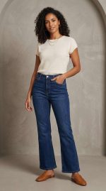 Jean Crop Droit Indigo - Coupe Moderne & Élégante – Image 4