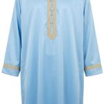 Chemise Beldi Azur à Broderies Artisanales Dorées - Orkidia