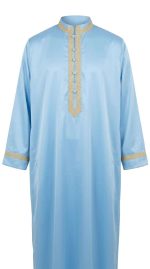 Chemise Beldi Azur à Broderies Artisanales Dorées - Orkidia