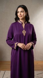 Takchita Violette Broderie Or - Orkidia – Image 2