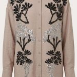 Chemise Oversize Brodée Élégance - Beige