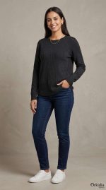 Pull en Maille Texturée Gris Anthracite - Orkidia Fashion – Image 4