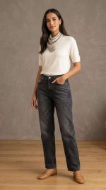 Élégance Discrète : Jean Droit Gris Anthracite – Image 4