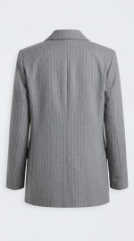 Blazer Gris Chiné à Rayures Verticales - Élégance Urbaine – Image 2