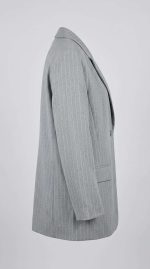 Blazer Gris Chiné à Rayures Verticales - Élégance Urbaine – Image 3