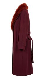 Manteau Long Bordeaux avec Col Fausse Fourrure - Élégance Hivernale – Image 3