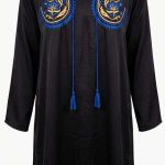 Robe Noire Étoilée - Broderie Artisanale Vale