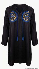 Robe Noire Étoilée - Broderie Artisanale Vale