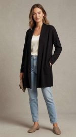 Élégance Fluide : Cardigan Noir Intemporel – Image 4