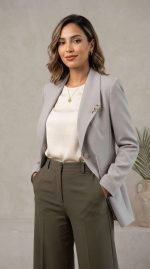 veste Gris Cintré à Broche Chaîne - Élégance Sophistiquée – Image 4