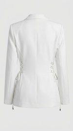 Blazer Blanc Chic avec Lacets Latéraux - Orkidia Fashion – Image 2