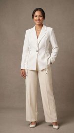 Blazer Blanc Chic avec Lacets Latéraux - Orkidia Fashion – Image 4