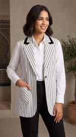 Gilet Sans Manches Zaccia Rayé - Élégance Chic et Moderne – Image 4