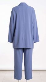Ensemble Kimono Ceinturé et Pantalon Wide-Leg Bleu Roi en Lin – Image 2