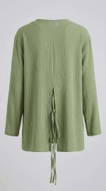 Tunique Bohème Vert Olive à Lacets - Orkidia Fashion – Image 2