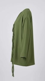 Tunique Bohème Vert Olive à Lacets - Orkidia Fashion – Image 3
