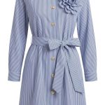 Élégance Marine : Robe Coton Rayé Fleur