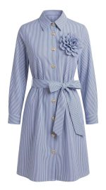Élégance Marine : Robe Coton Rayé Fleur