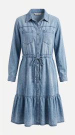 Élégance Décontractée : La Robe en Jean Volants