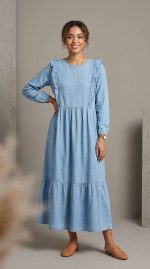 Élégance Décontractée : Robe Longue en Jean Évasée – Image 4