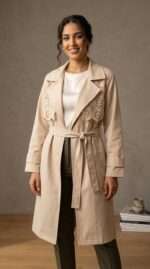 Trench Élégance Brodé Beige - Orkidia Fashion – Image 8