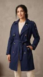 Trench-coat Bleu Marine Classique - Orkidia Fashion – Image 7